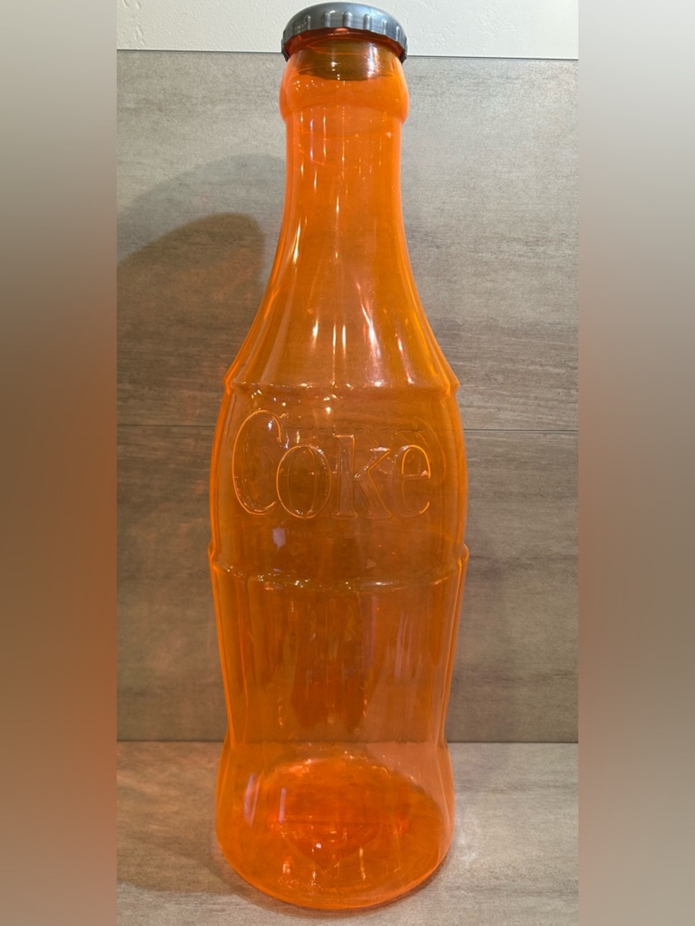 23" Tall Hard Plastic Rare Neon Orange Coca-Cola Coke Bottle Coin Bank